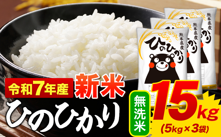 新米 無洗米 ひのひかり 15kg 令和7年産  熊本県産 ふるさと納税 無洗米  精米 《7-14日以内に出荷予定(土日祝除く)》 ひの 米 こめ ふるさとのうぜい ヒノヒカリ コメ お米 おこめ---mifune_lcl_979_15kg---