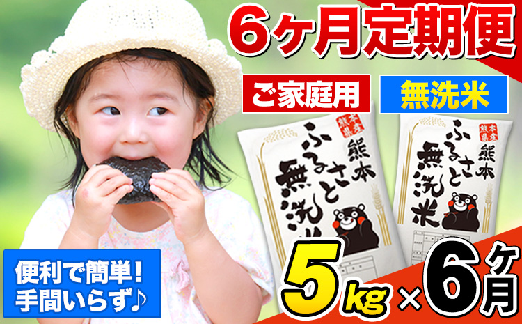 【6ヶ月定期便】熊本ふるさと無洗米 5kg 訳あり《お申込み翌月から出荷》 熊本県産 無洗米 5kg×1袋---mifune_lcl_946_mo6---