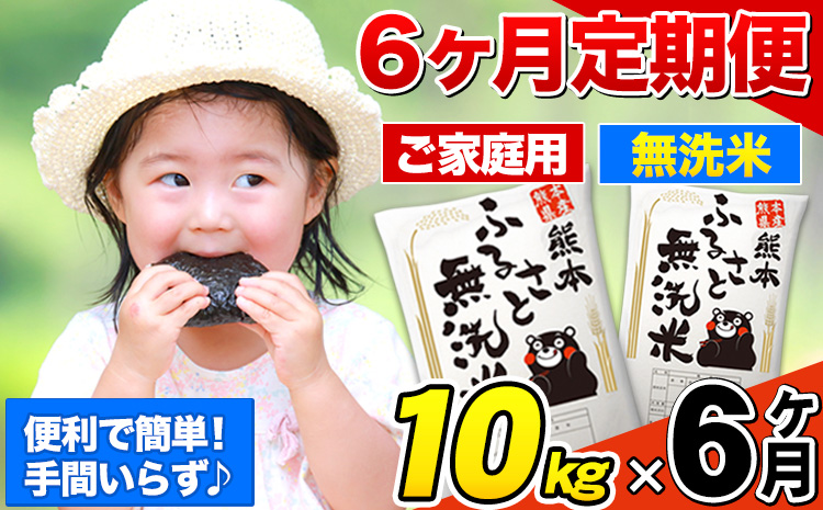【6ヶ月定期便】熊本ふるさと無洗米 10kg 訳あり《お申込み翌月から出荷》 熊本県産 無洗米 5kg×2袋---mifune_lcl_1206_mo6_---