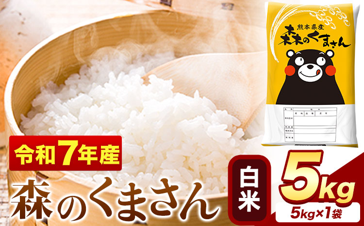 令和7年産  白米 森のくまさん 5kg × 1袋 熊本県産 単一原料米 森くま《7-14日以内に出荷予定(土日祝除く)》送料無料---mifune_lcl_1235_5kg---