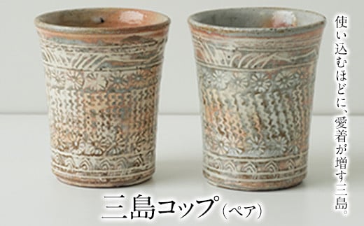 【陶器】三島コップ（ペア）一道窯 《受注制作につき最大3カ月以内に出荷予定》---sm_ichidomisimax_90d_20_22500_x2---