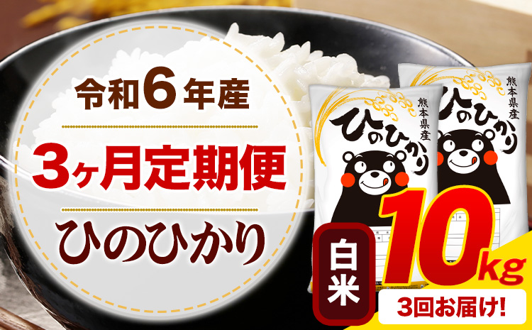 [3ヶ月定期便]令和6年産 白米 ひのひかり 定期便 10kg[申込み翌月から発送]令和6年産 熊本県産 ふるさと納税 精米 ひの 米 こめ ふるさとのうぜい ヒノヒカリ コメ お米---hn6tei_72000_10kg_mo3_mf_h---