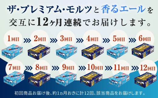FK7-0117_【プレモル2種交互12回定期便】ザ・プレミアム・モルツ/香るエール 各350ml×24本