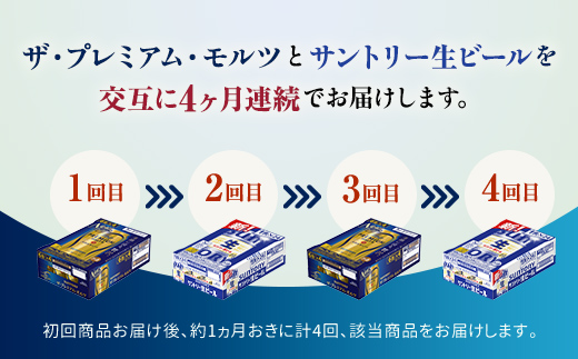 FK7-0159_ 【プレミアムモルツ・サントリー生ビール交互4回定期便】各350ml ×24本 ギフト 贈り物 酒 アルコール