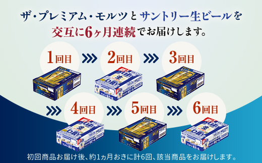 FK7-0160_ 【プレミアムモルツ・サントリー生ビール交互6回定期便】各350ml ×24本 ギフト 贈り物 酒 アルコール
