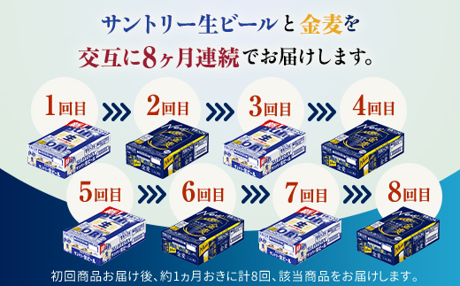 FK7-0173_ 【サントリー生ビール・金麦交互8回定期便】各350ml ×24本 ギフト 贈り物 酒 アルコール