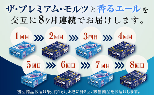 FK7-0115_【プレモル2種交互8回定期便】ザ・プレミアム・モルツ/香るエール 各350ml×24本