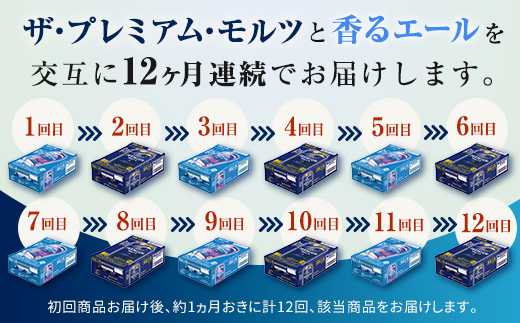 FK7-0117_【プレモル2種交互12回定期便】ザ・プレミアム・モルツ/香るエール 各350ml×24本
