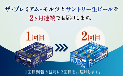 FK7-0158_ 【プレミアムモルツ・サントリー生ビール交互2回定期便】各350ml ×24本 ギフト 贈り物 酒 アルコール
