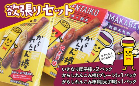 FKK19-481_よくばりセット いきなり団子棒 からしれんこん棒（プレーン・明太子味） 熊本 郷土菓子 さつまいも 小豆 あんこ つぶあん おやつ お菓子