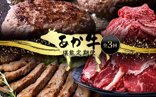 FK7-0004_ あか牛堪能定期便 全3回 サーロイン ステーキ ハンバーグ 切り落とし あか牛 肉