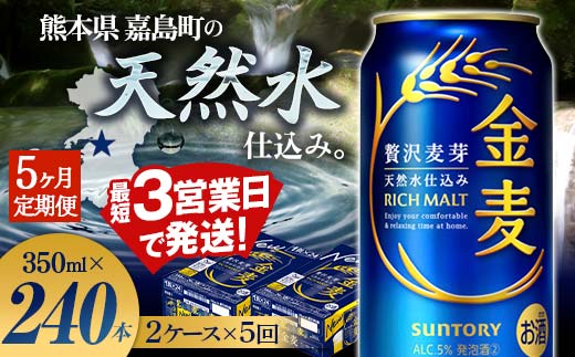FK7-0080_【5ヶ月定期便】サントリー 金麦 350ml×48缶（2ケース） 熊本県 嘉島町 ビール