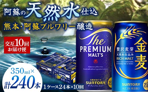 FK7-0122_ 【プレモル・金麦交互10回お届け便】 《サントリー ザ・プレミアム・モルツ350ml×1ケース（24缶）》《サントリー 金麦350ml×1ケース（24缶）》熊本県 嘉島町 ビール