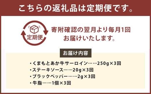 【3ヶ月定期便】くまもとあか牛サーロイン 250g×1枚