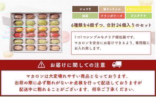 【3ヶ月定期便】一流パティシエが認める ホテル使用品 とろとろ マカロン 6種 セット 24個入（6種類×各4個）×3回お届け 合計72個【冷凍】