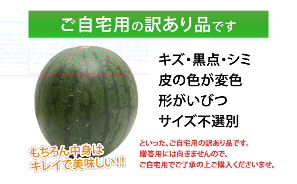 訳あり 小玉すいか 2玉 約2～3kg