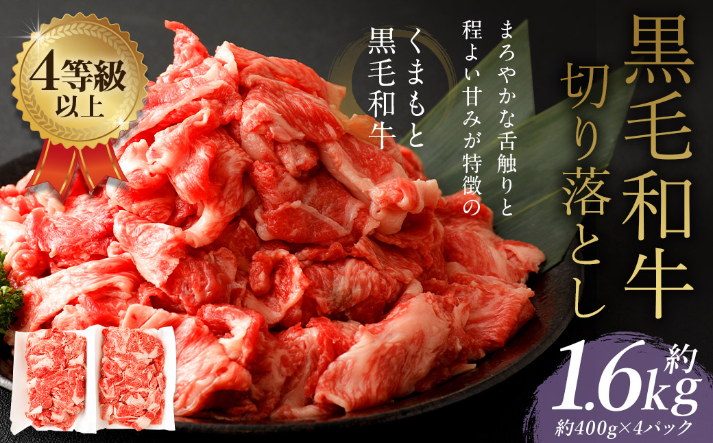 くまもと 黒毛和牛 切り落とし 約1.6kg 約400g×4パック 牛肉 和牛 肉 お肉 使い切り 小分け すき焼き 肉じゃが カレー