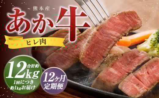 【12か月定期便】 熊本 あか牛 ヒレ肉 約1kg （約150g×5枚～6枚）