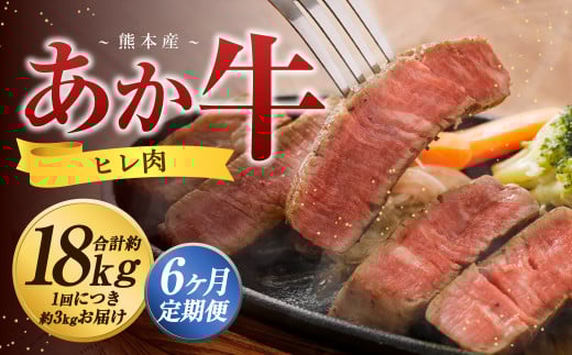 【6か月定期便】 熊本 あか牛 ヒレ肉 約3kg （約150g×15枚～18枚）