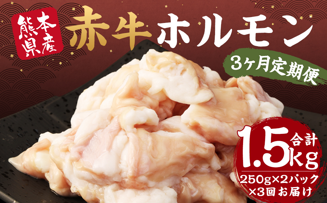 【定期便年3回】赤牛 ホルモン 500g 250g×2パック 計1.5kg シロホルモン もつ鍋 もつ煮込み 牛 もつ
