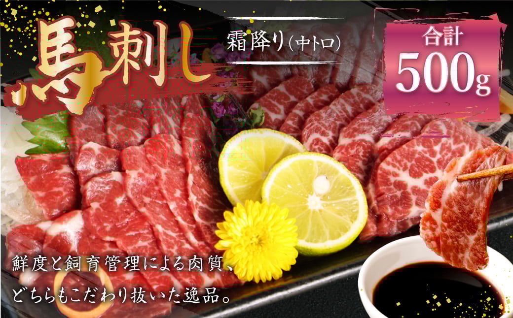 熊本 馬刺し 霜降り 中トロ 約500g (約100g×5個) 馬肉 馬刺 お肉 霜降り 冷凍