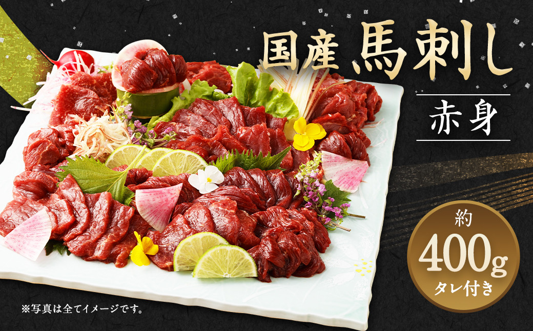 国産 馬刺し 赤身 ブロック 約400g 約80g×4～6個 たれ付き
