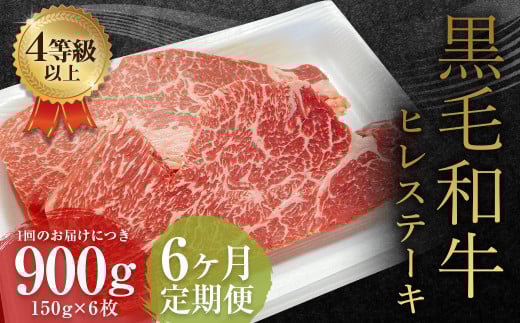 【6ヶ月定期便】 くまもと 黒毛和牛 ヒレステーキ 900g（150g×6枚）