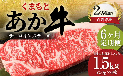 【6ヶ月定期便】 くまもと あか牛 サーロイン 1.5kg（250g×6枚）