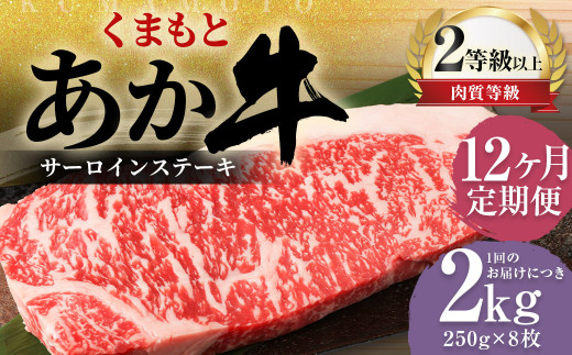 【12ヶ月定期便】くまもとあか牛サーロイン2.0kg（250g×8枚）