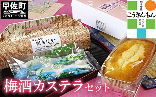 【甲佐ブランド】 梅酒カステラセット 【こうさんもん認定商品】- カステラ もなか 最中 モナカ 梅酒カステラ 大人の味 詰め合わせ セット ご当地 お土産 お菓子 熊本県 甲佐町