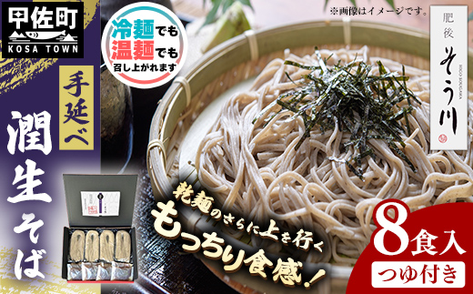 潤生そば８食入り - 8食 800g 蕎麦 ソバ 乾麺 そば つゆ付 つるつる もちもち 麺 夏 ざるそば 冬 温そば 一年中 楽しめる 人気 おすすめ 熊本県 甲佐町