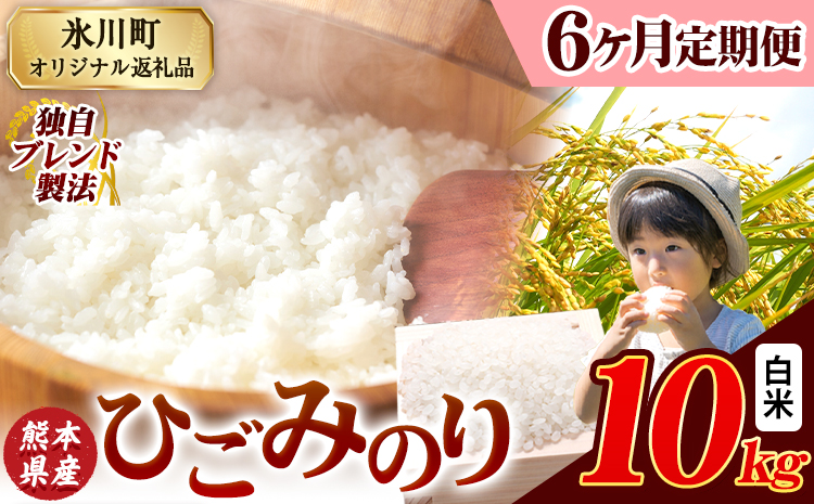 【6ヶ月定期便】ひごみのり 白米 熊本県産 ブレンド米 10kg 熊本県産 ふるさと納税  精米 米 こめ ふるさとのうぜい コメ お米 おこめ《お申込み翌月から出荷》---hkw_hgmtei_135000_10kg_h_mo6---