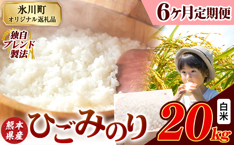 【6ヶ月定期便】ひごみのり 白米 熊本県産 ブレンド米 20kg 熊本県産 ふるさと納税  精米 米 こめ ふるさとのうぜい コメ お米 おこめ《お申込み翌月から出荷》---hkw_hgmtei_267000_20kg_h_mo6---