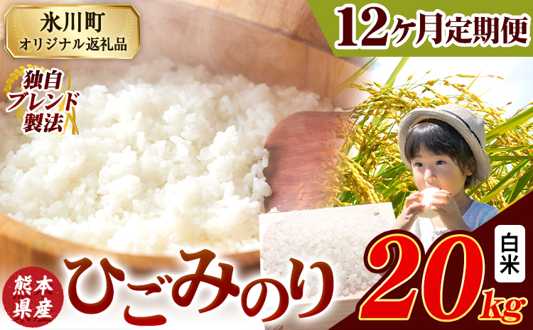【12ヶ月定期便】ひごみのり 白米 熊本県産 ブレンド米 20kg 熊本県産 ふるさと納税  精米 米 こめ ふるさとのうぜい コメ お米 おこめ《お申込み翌月から出荷》---hkw_hgmtei_534000_20kg_h_mo12---