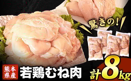 熊本県産 若鶏むね肉 約2kg×4袋《1月中旬-2月末頃出荷予定》たっぷり大満足！計8kg！---fn_ftrmune_r7_18000_8kg_bc1---