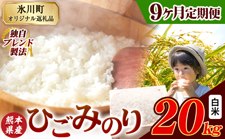 【9ヶ月定期便】ひごみのり 白米 熊本県産 ブレンド米 20kg   熊本県産 ふるさと納税 白米 精米 米 こめ ふるさとのうぜい コメ お米 おこめ《申込み翌月から発送》---hkw_hgmtei_400500_20kg_h_mo9---