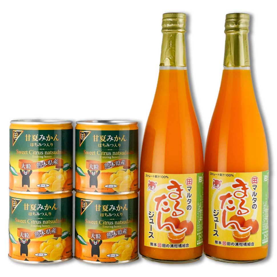 B167-12 甘夏みかん缶詰（４缶）まるたんジュース（２本）セット