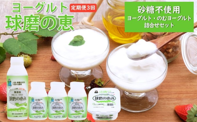定期便3回 球磨酪農おすすめ!球磨の恵み ヨーグルト(砂糖不使用) 詰合せ セット ヨーグルト1kg×1個・のむヨーグルト(450g×1本・150g×3本)※配送不可:沖縄・離島