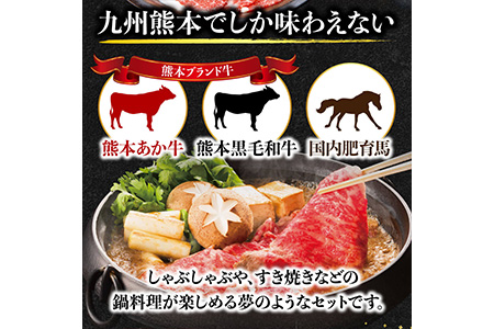 熊本県産 和牛 馬肉 しゃぶしゃぶ 食べ比べ セット 計900g 【 黒毛和牛 和牛 あか牛 赤牛 しゃぶしゃぶ用 高級 】 058-0685