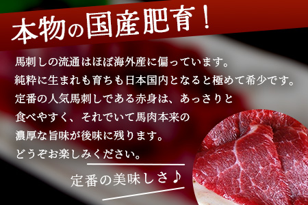 【 国産 】阿蘇肥育 赤身馬刺し 300g 熊本県 阿蘇 肥育 希少 国内産 厳選 赤身 馬刺し 冷凍 馬肉 定番 熊本特産 多良木町 ばさし 肉 030-0716
