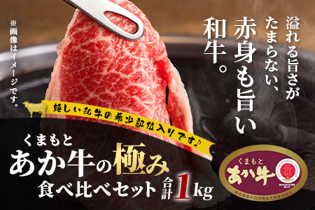 【エシカル和牛】あか牛の極み 希少部位入 食べ比べセット 【1kg】 モモ カタ トウガラシ バラ 焼肉 しゃぶしゃぶ すき焼き 熊本 あか牛 牛肉 赤身 和牛 国産 1キロ 033-0505