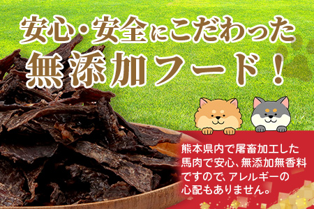 ペット用 熊本加工 手作り 馬肉 ジャーキー 【100g】 ドッグ フード ペット おやつ 食事 無添加 無香料 ヘルシー 高栄養 馬肉 ペット お肉専門店 熊本県 馬肉 国内加工 041-0509