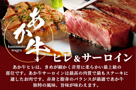 熊本県産 あか牛 極上 ヒレ ＆ サーロイン ステーキ セット 計640g  ヒレ サーロイン ステーキ 和牛 赤身 熊本県産 赤牛 クリスマス 046-0631