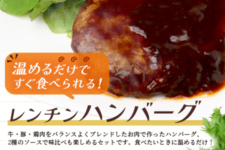 温めるだけ！ レンチン バーグ ≪ホワイトソース・ブラウンシチューソース≫ 合計10個 ハンバーグ 湯煎 レンジ 簡単 大容量 レトルト ハンバーグ ホワイト デミグラス 2種 セット スパイス 簡単 冷凍 レンジ 湯せん 個包装 067-0710 ホワイト・ブラウンシチューソースセット計10個