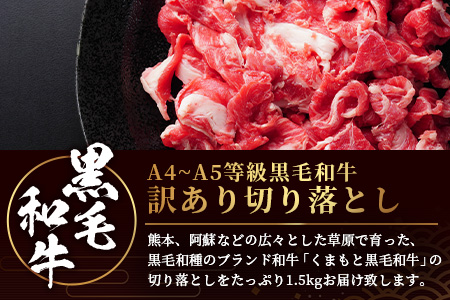 ★訳あり★【A4～ A5等級】くまもと黒毛和牛 切り落とし 1.5kg (500ｇ×3P）