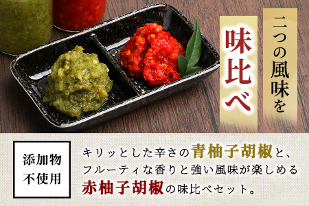 激辛 ！ 柚子胡椒 3個セット【青×2個 + 赤1個】味比べ 多良木町産 こだわりの 自家製 ゆずこしょう 辛 無添加 調味料 唐辛子 スパイシー やみつき 刺激 熊本県 農園直送 107-0602 3個セット(青×2・赤×1)