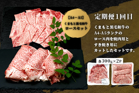 《11月終了》【定期便3回】くまもと黒毛和牛味わい定期便～合計1.8kg 《 黒毛 和牛 ロース 赤身 スライス 焼肉 》 焼き肉 すき焼き 霜降り 上質 ブランド牛 国産 牛肉 冷凍 熊本県