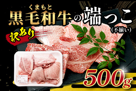 【訳あり】くまもと黒毛和牛 の 端っこ (不揃い) 切り落とし 切れ端 500g 本場 熊本県 ブランド 牛 黒毛 和牛 上質 国産 牛肉 熊本県 113-0528