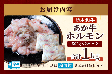 熊本県産 あか牛 ミックス ホルモン 1kg（500g×2パック） もつ鍋 焼肉 ホルモン 焼き BBQ 熊本県 あか牛 牛肉 046-0644