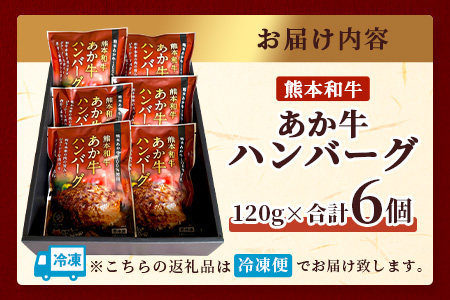 あか牛 100％ ハンバーグ セット 120g×6個 NEWパッケージ 甲誠牛BOX 【 ハンバーグ あか牛 牛肉 肉 熊本産 ギフト 贈り物 贈答 和牛 旨味 うま味 ぎっしり 熊本県 多良木町 牛肉 】046-0645